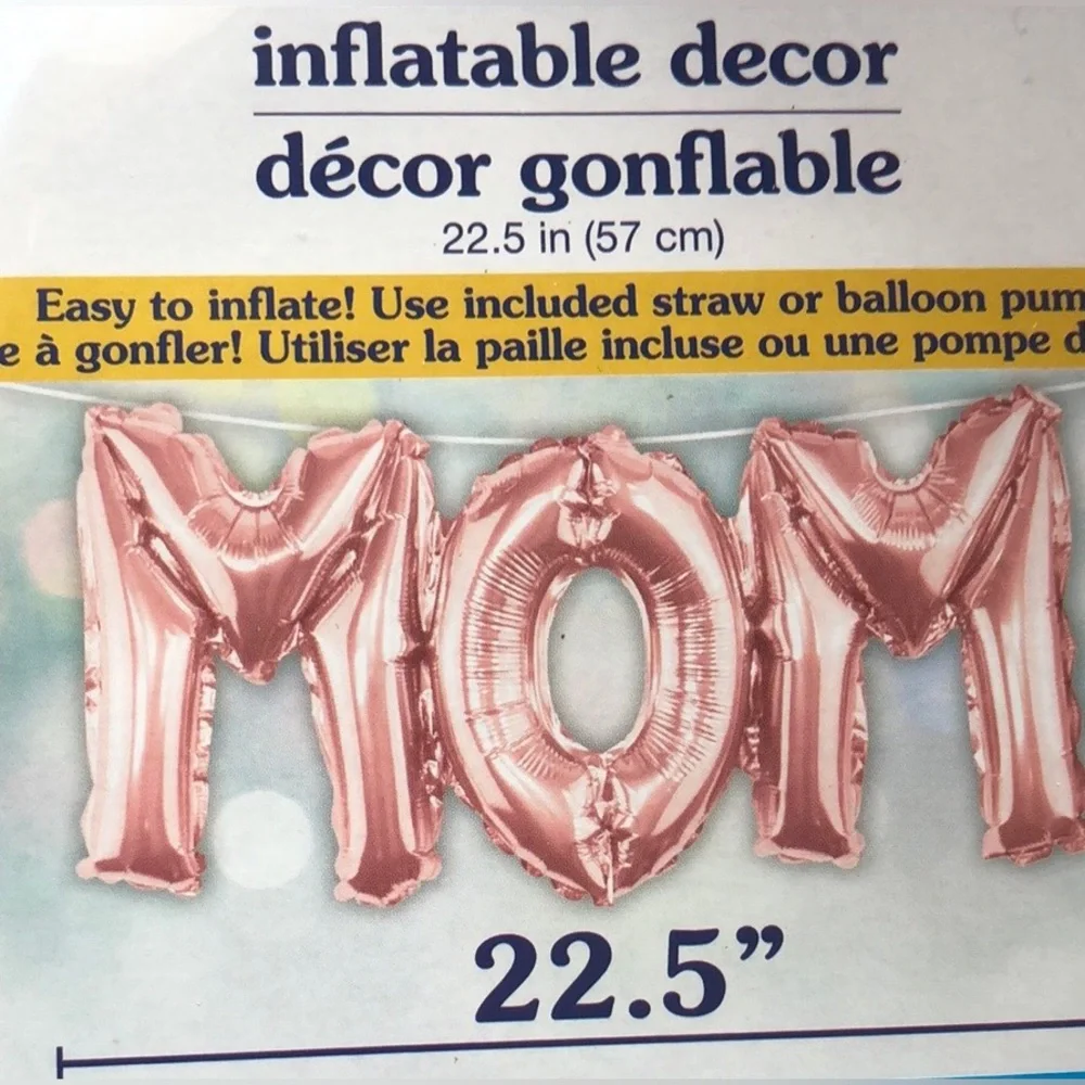 MOM Inflatable Balloon Banner Mother’s Day Celebration Decor |Easy 2 Inflate NWT
